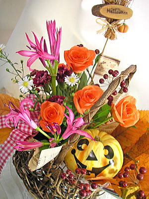 ハロウイーンのかぼちゃアレンジメント